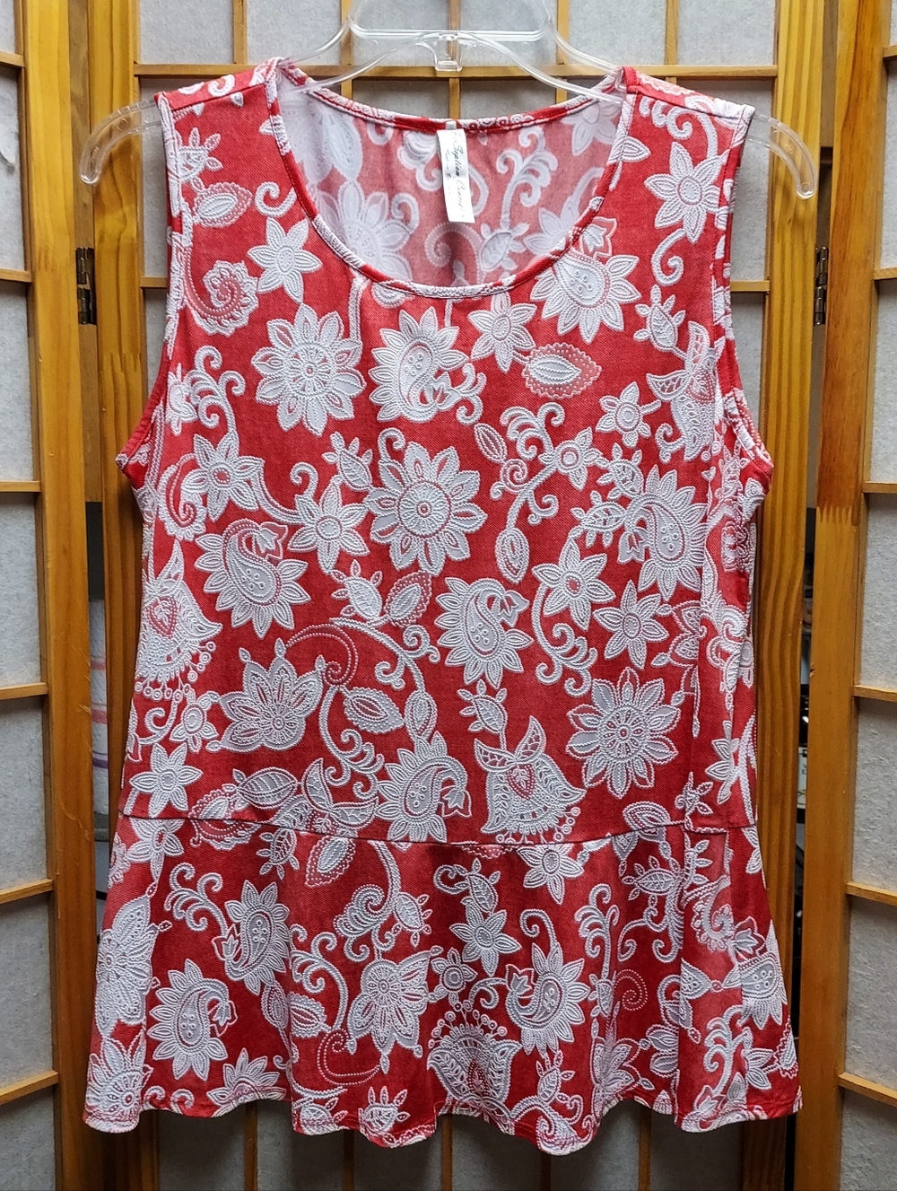 🌺 Floral Paisley Texture Pattern Peplum Tank Womens M Juniors L/XL